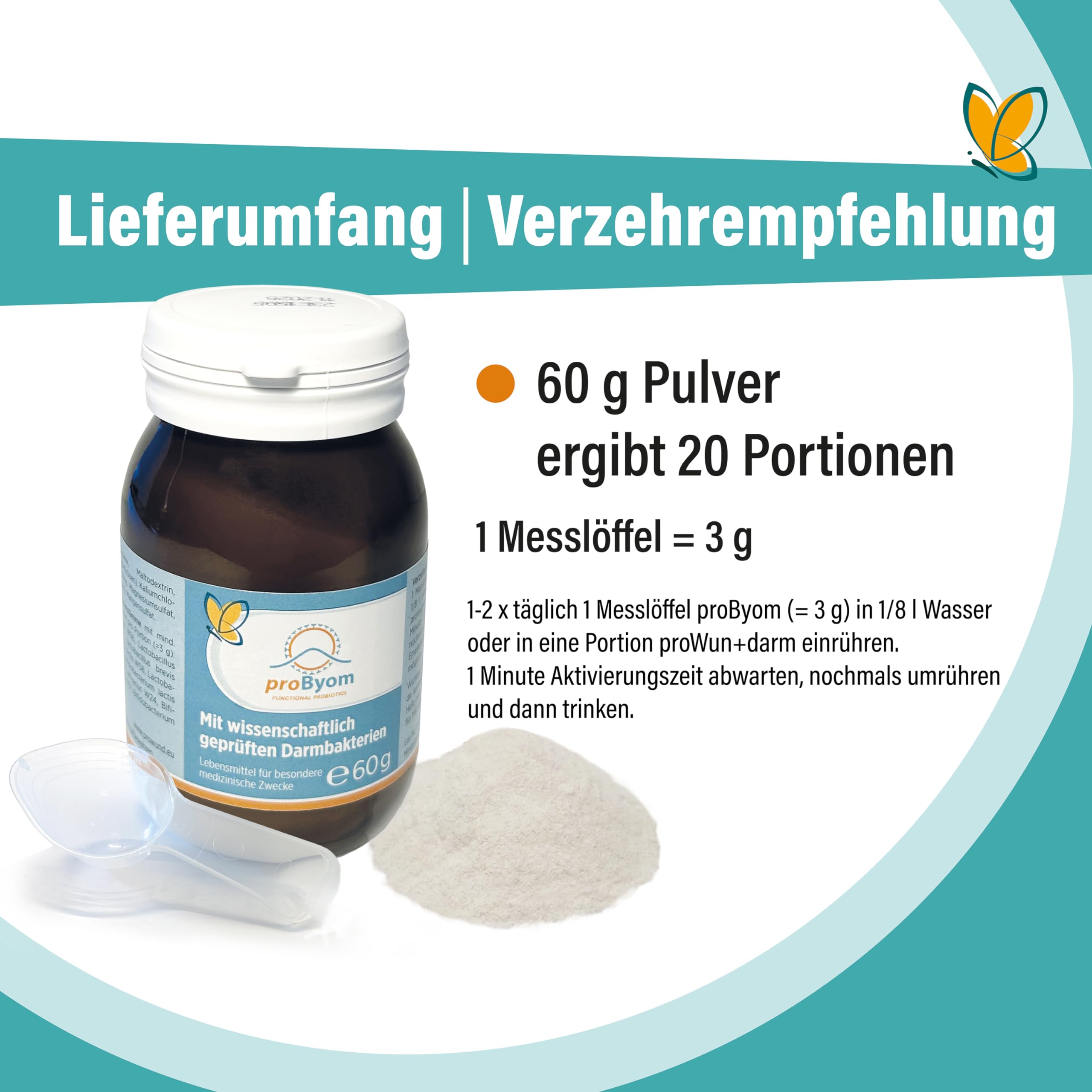 Probiotika - Wundheilung beschleunigen: stärkt Darmgesundheit, reduziert Entzündungen, verbessert Kollagen - 9 Bakterienstämme | 60g Pulver