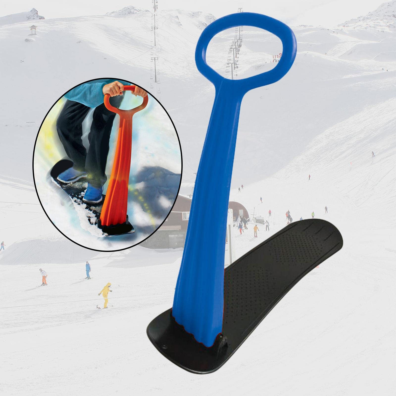 Luge Neige Enfant Traîneau Ski Toboggan Sled Pliante en PETG Stable avec Poignées Ergonomiques Adaptée Aux Jeux de Famille Neige Cadeau