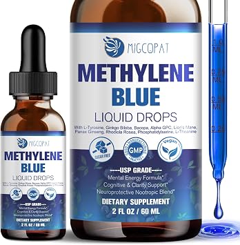 Migcopat Methylene Blue Drops, with Alpha GPC, Lions Mane & Bacopa, 2 fl oz