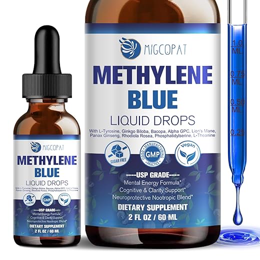 Methylene Blue Drops, with Alpha GPC, Lion’s Mane & Bacopa, 2 fl oz