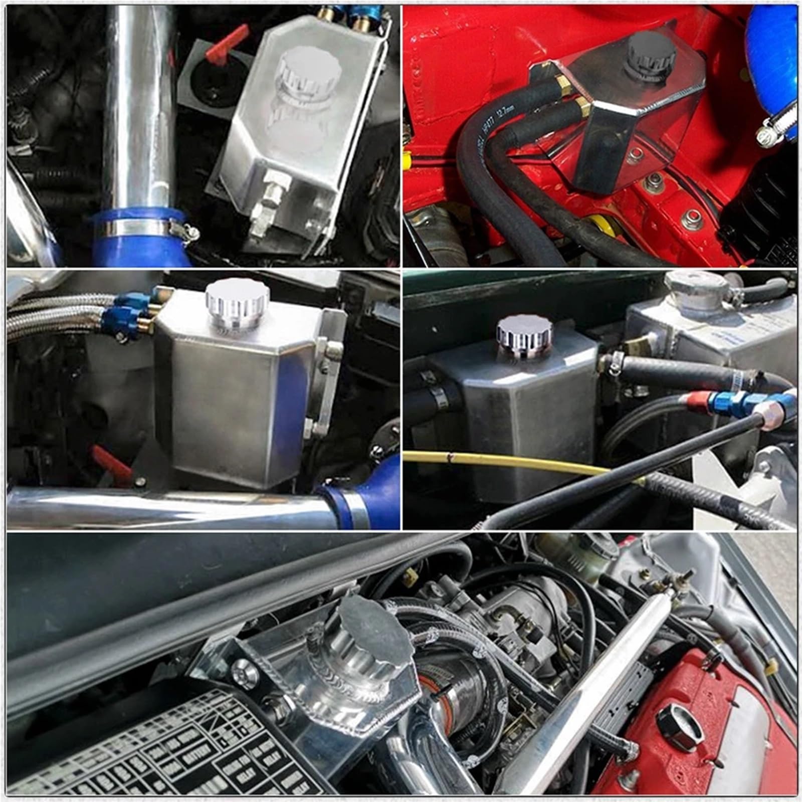 Uniwersalny 1L/2L Aluminiowy Zbiornik Na Olej Płyn Chłodzący Silnik Chłodnica Paliwa Z Korkiem Spustowym Odpowietrznik(1L-Black)