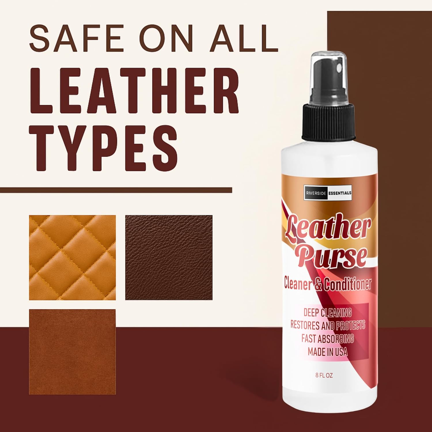 8oz Leather Purse Cleaner & Conditioner – 3-in-1 Spray for Handbags, Designer Bags & Luxury Purses – Deodorizes, Cleans, Conditions & Restores Leather – Safe on Finishes - Image 6