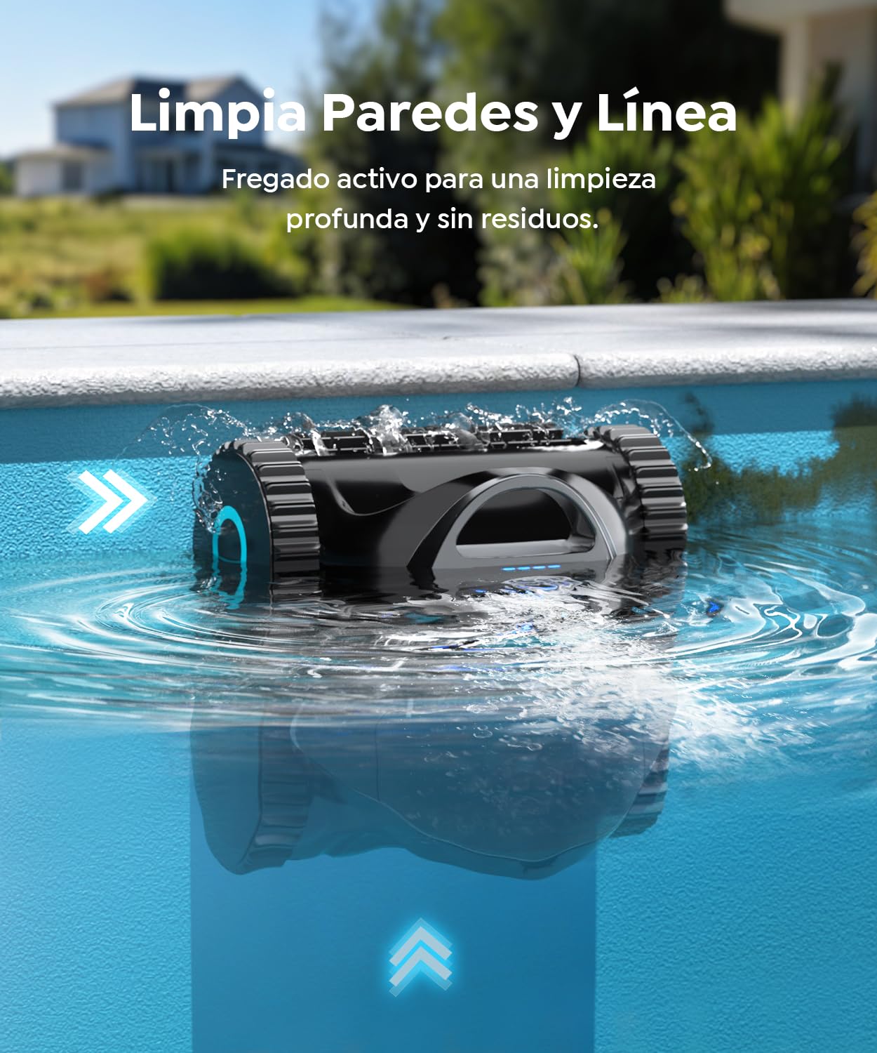 C1 Robot Piscina Limpiafondos y Paredes, Doble Filtro, Aspirador Piscina Bateria, 7 Modos de Limpieza, 180 min de Autonomía, Limpiador con App, Limpiafondos Piscina de hasta 150 m², Gris Mica