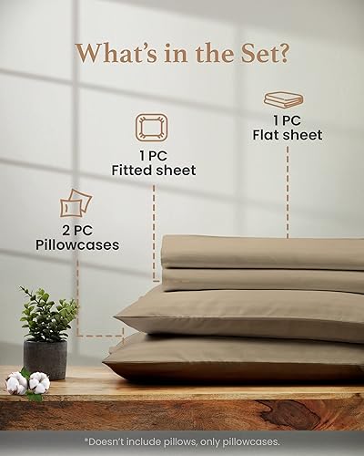 Miniatura 2 de Good Sleep Bedding Juego de sábanas 100% algodón egipcio, 4 piezas, juego de sábanas tamaño Queen, juego de sábanas de algodón de fibra larga,