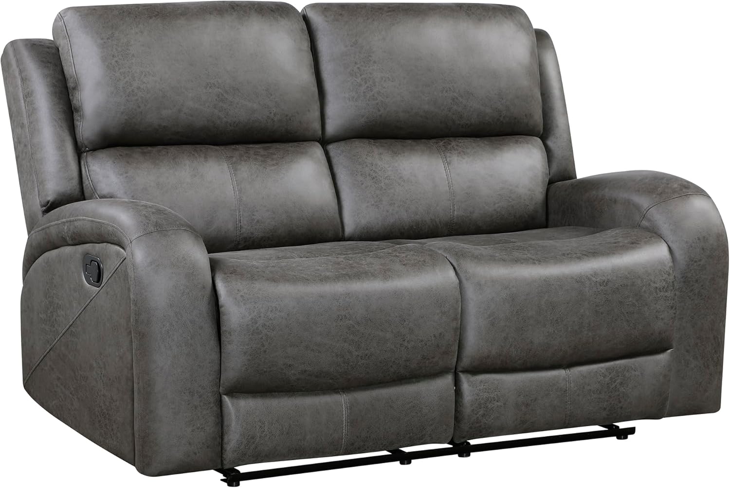 Lexicon 61.5'' Double Recliner Couch, Wall Hugger Sofa Recliners, Home Theater Seating Dual Reclining Couch, Love seat Recliner Manual Recliner Couches for Living Room/Bedroom/Office/Apartment, Grey