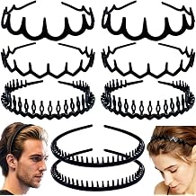 8 PCS Headbands with Teeth Non Slip Comb Headband Fashion Plastic Hair Bands Hair Accessories for Women Men Teens Girls, Bright Black