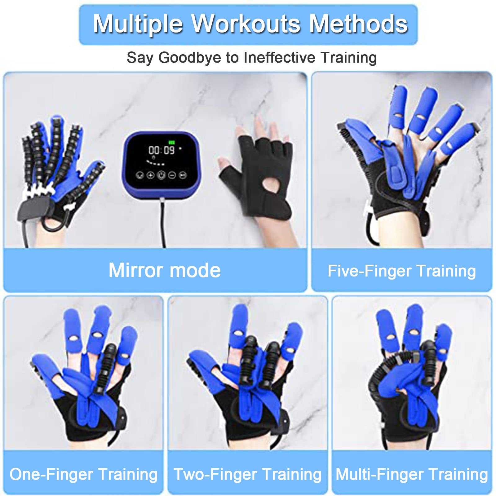 Rehabilitación Guantes de Robot Hemiplejia Equipo de Entrenamiento de rehabilitación, Equipo de Entrenamiento de Guantes de Asistencia de férula de Mano, minimiza la espasticidad,Left-M