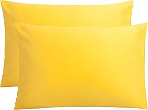 FLXXIE Microfiber Pillow Cases Queen Size Set of 2, Soft Pillowcases with Envelope Closure, Wrinkle Resistant Pillow Covers, 20x30, Yellow