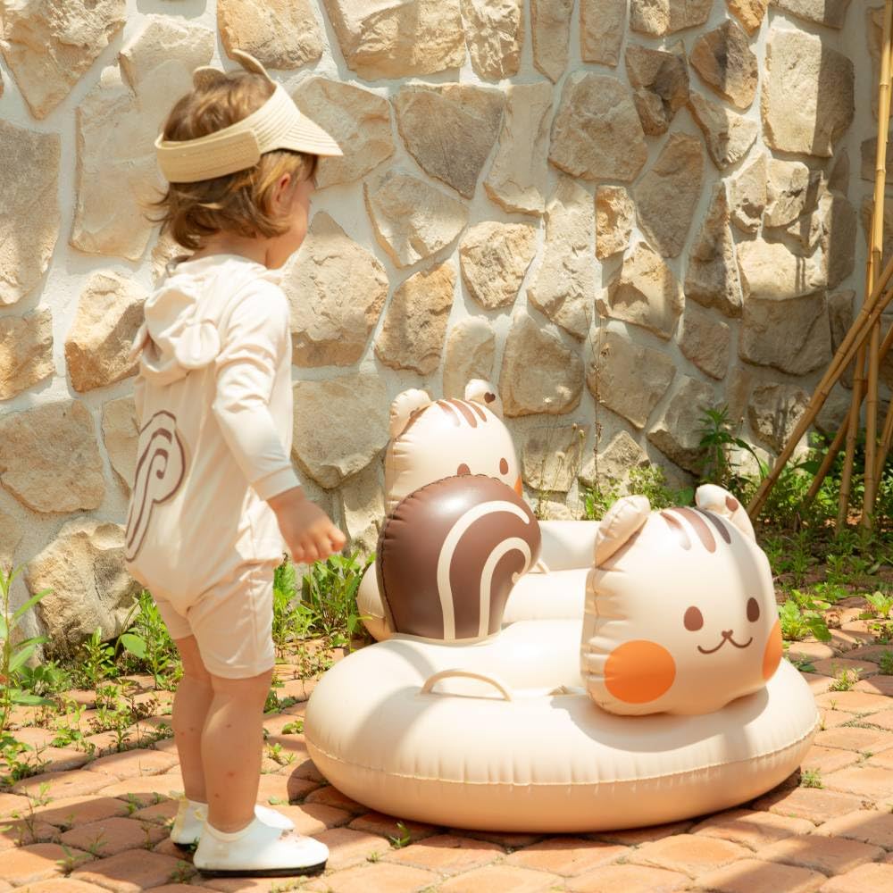 AGUARD Baby Pool Float - Toddler & Infant Inflatable Swimming Pool Floats with Bottom Support, Fun Gifts Swimming Trainer Water Toys for 6-36 Months (Brown)