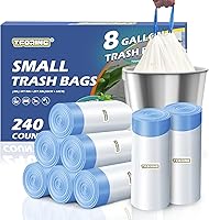 Vista 12 de Bolsas de basura de 2 galones con cordón de 0.96 mil - 120 unidades Bolsas de basura pequeñas sin aroma, blancas Forros mini para botes de basura