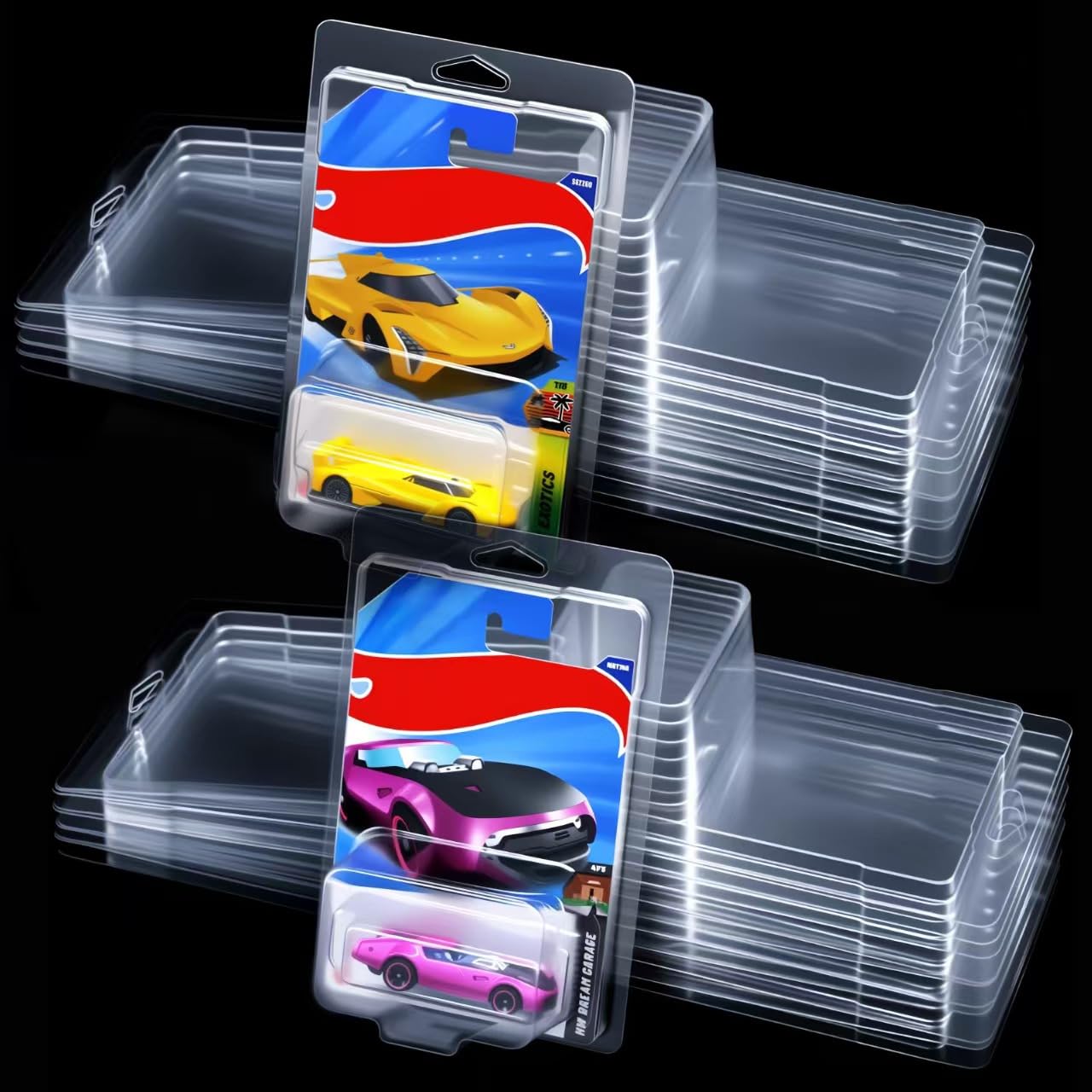 mzfoo 30 Pcs Protector Packs Case Compatible with Hot Wheels Model Car 7.5 x 5 x 2 Inch Clamshell Cases Clear Plastic Display Protective
