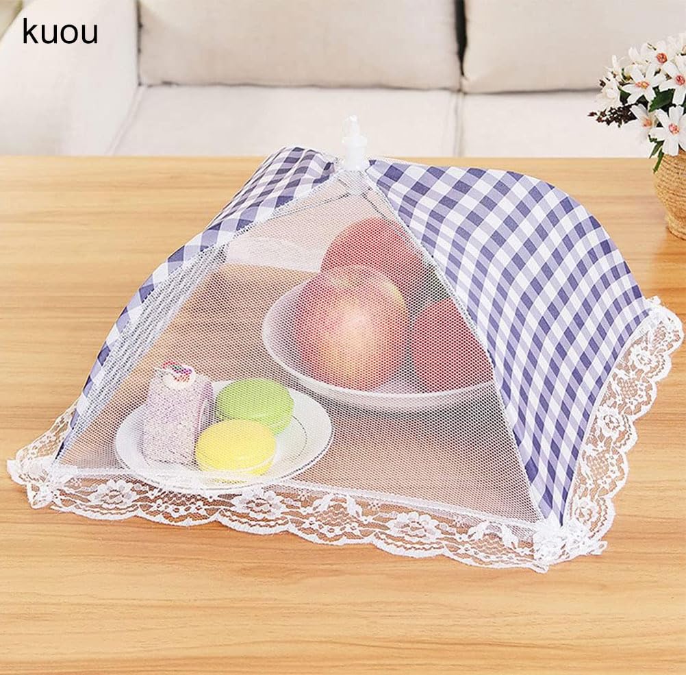 4 Pack Food Covers, 13 Inch Plaid Mesh Pop Up Food Cover Reusable and Collapsible Food Net Cover for Outdoors Parties - Image 5