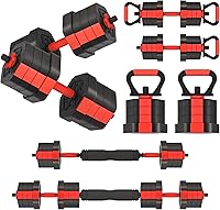 Vista 16 de VIVITORY Juego de mancuernas de pesos ajustables, pesas libres con conector, juego de mancuernas ajustables antideslizantes, barra para gimnasio