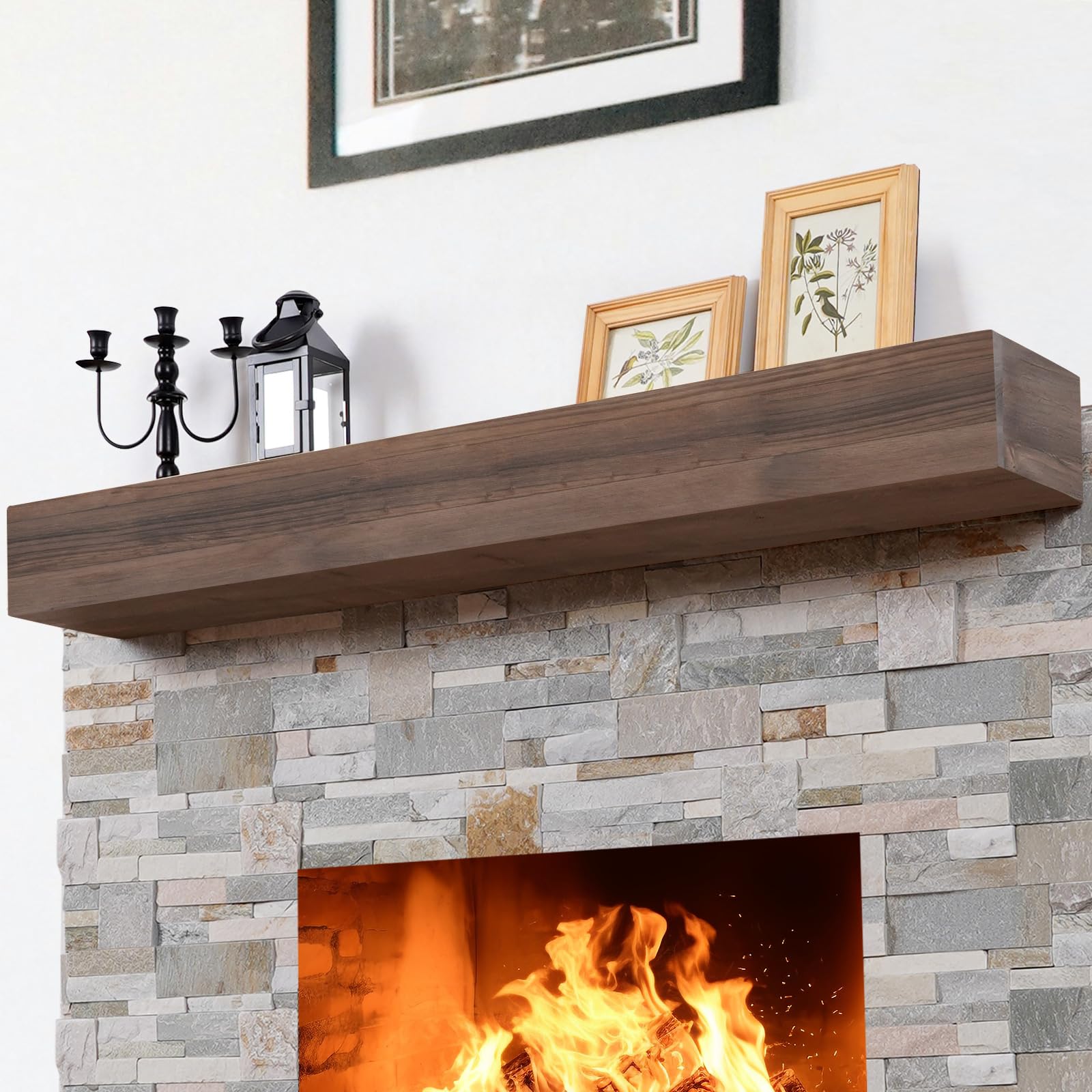 Photo 1 of GoCampDirect Fireplace Mantel Shelf - 66x8x5 Inch, Ebony