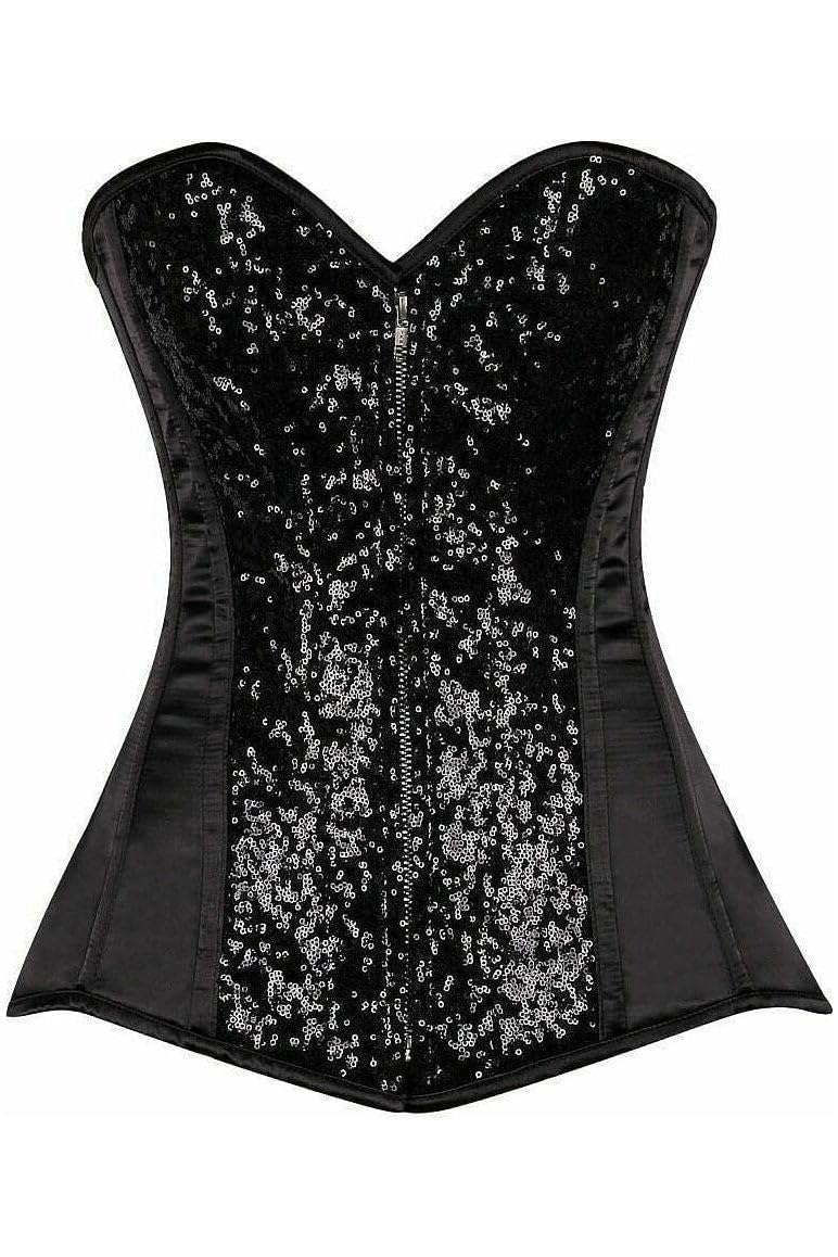 Daisy corsets womens Black Sequin Steel Boned Corset