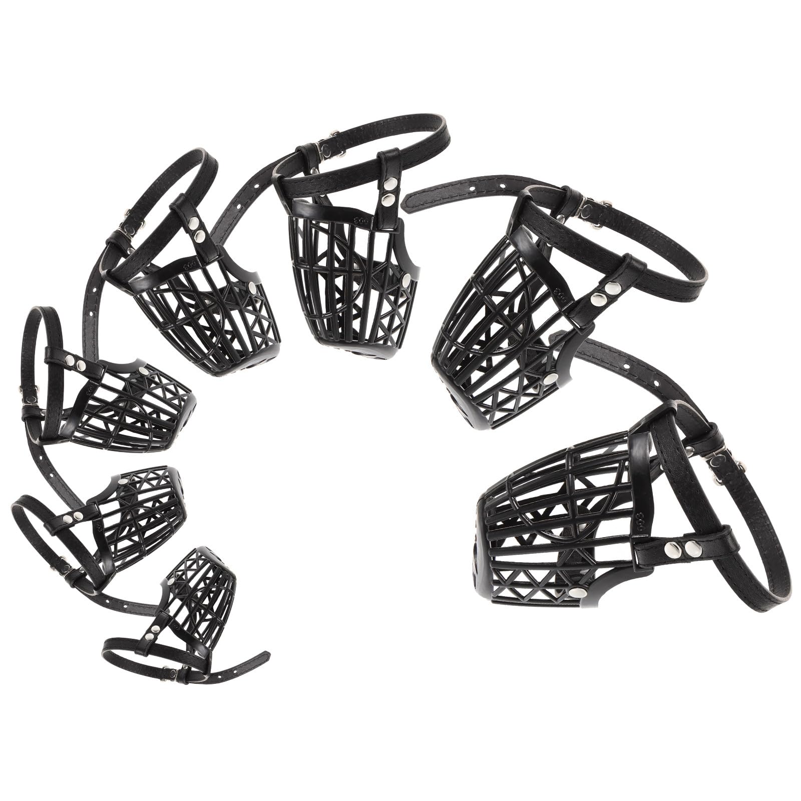 Artibetter Museruola Sicurezza Anti-morso in Plastica con Cinturino Regolabile per Cani in Pu Pelle Nero Design a Gabbia Traspirante per Cani e Animali Domestici