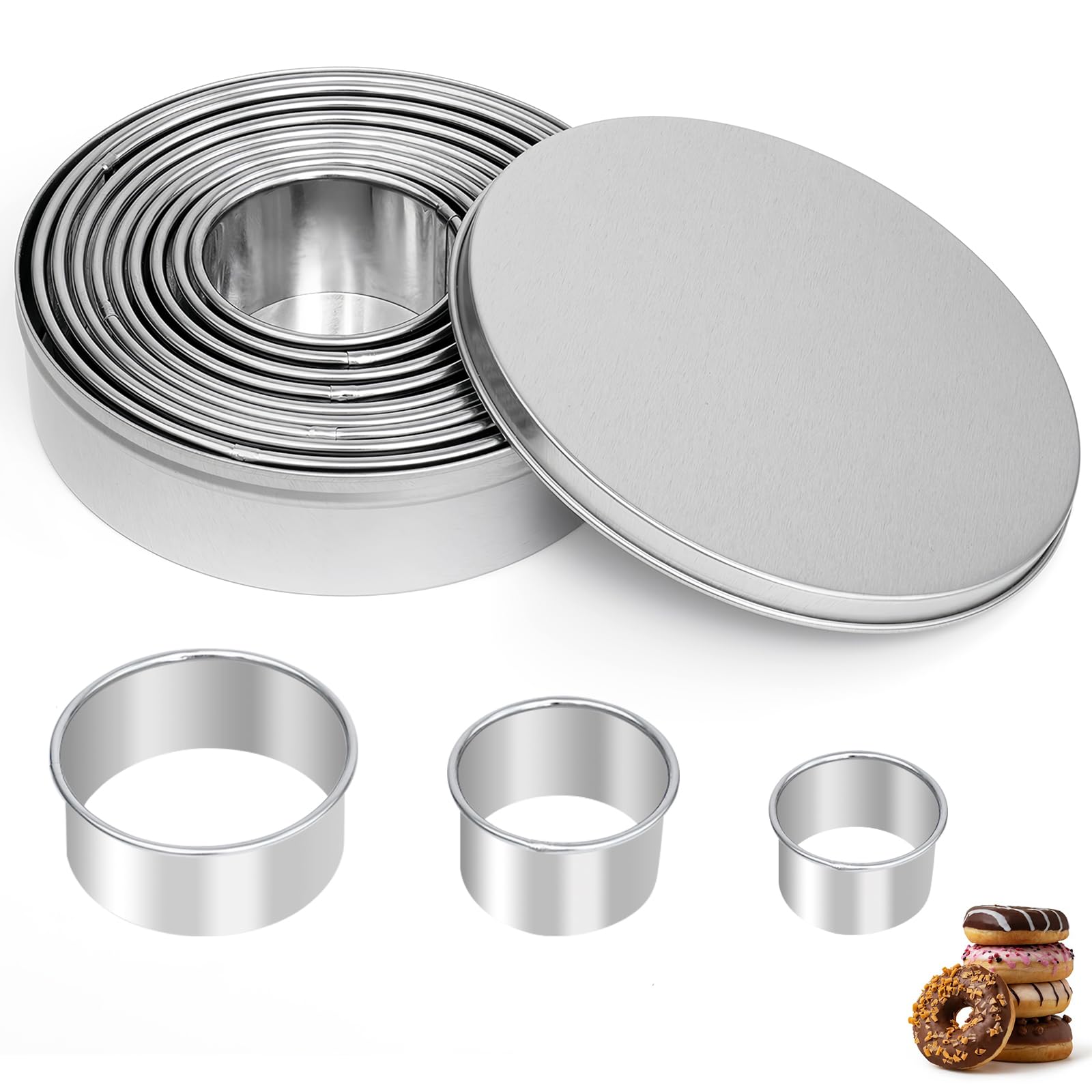 12 emporte-pièces ronds inox