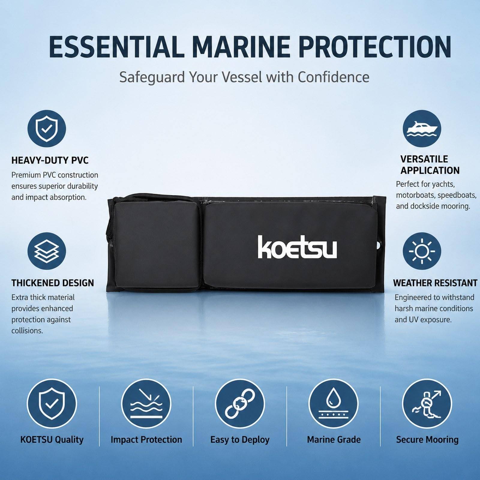 Protezione Barca Cuscino Paracolpi Marinaio Guardia Ponte Imbottitura Rete PVC Resistente agli Urti Fissaggio Pratico con Corda Lunga Adatta per Ormeg