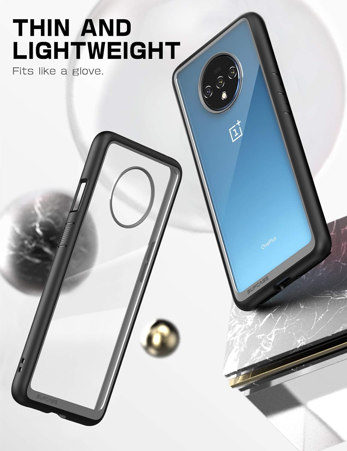 SUPCASE Unicorn Beetle Style Slim Clear Case for OnePlus 7T - Black
