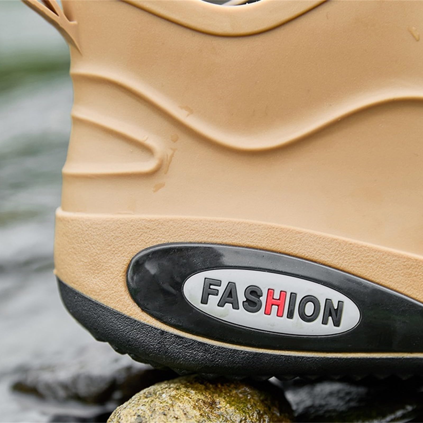 Męskie buty przeciwdeszczowe na co dzień wodoodporne krótkie kalosze z gumową podeszwą retro obuwie do ogrodnictwa wilgotne spacery po mieście, Khaki, 39.5 EU