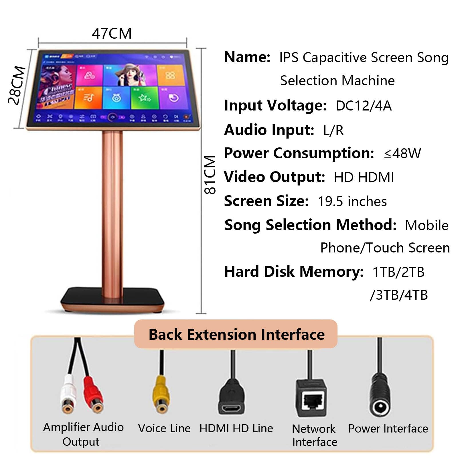 Macchina per Karaoke Intelligente, Touch Screen da 19,5 Pollici con visualizzazione dei Testi, Macchina per Karaoke Tutto in Uno con Microfono Wireless, Attrezzatura per Karaoke, b