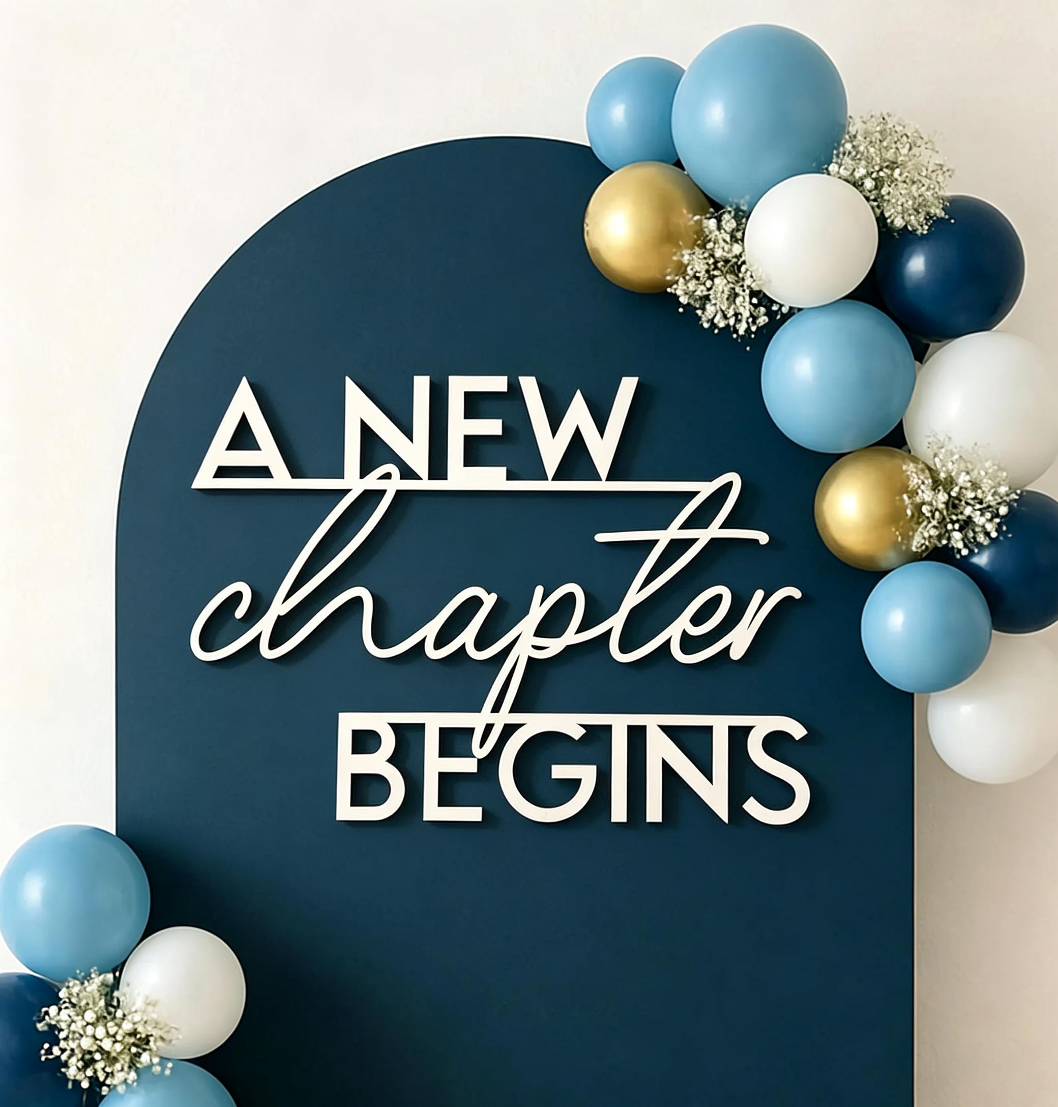Wooden A New Chapter Begins Sign for Backdrop, Job Change Pary Decorations, Wedding Party Decorations for Bridal Shower Bachelor Graduations Party Decor
