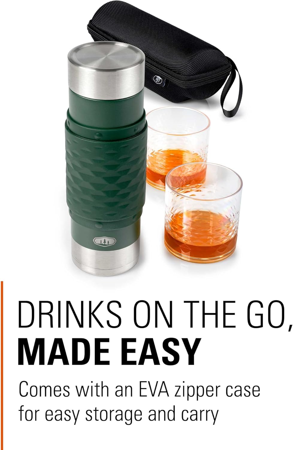 GSI Outdoors Insulated Cocktail Set - 17 fl. oz. Vacuum Flask, Cocktail Strainer, 2 Tumblers, Nesting Design & Travel Case - Barware for Camping, Hiking & Outdoor Adventures