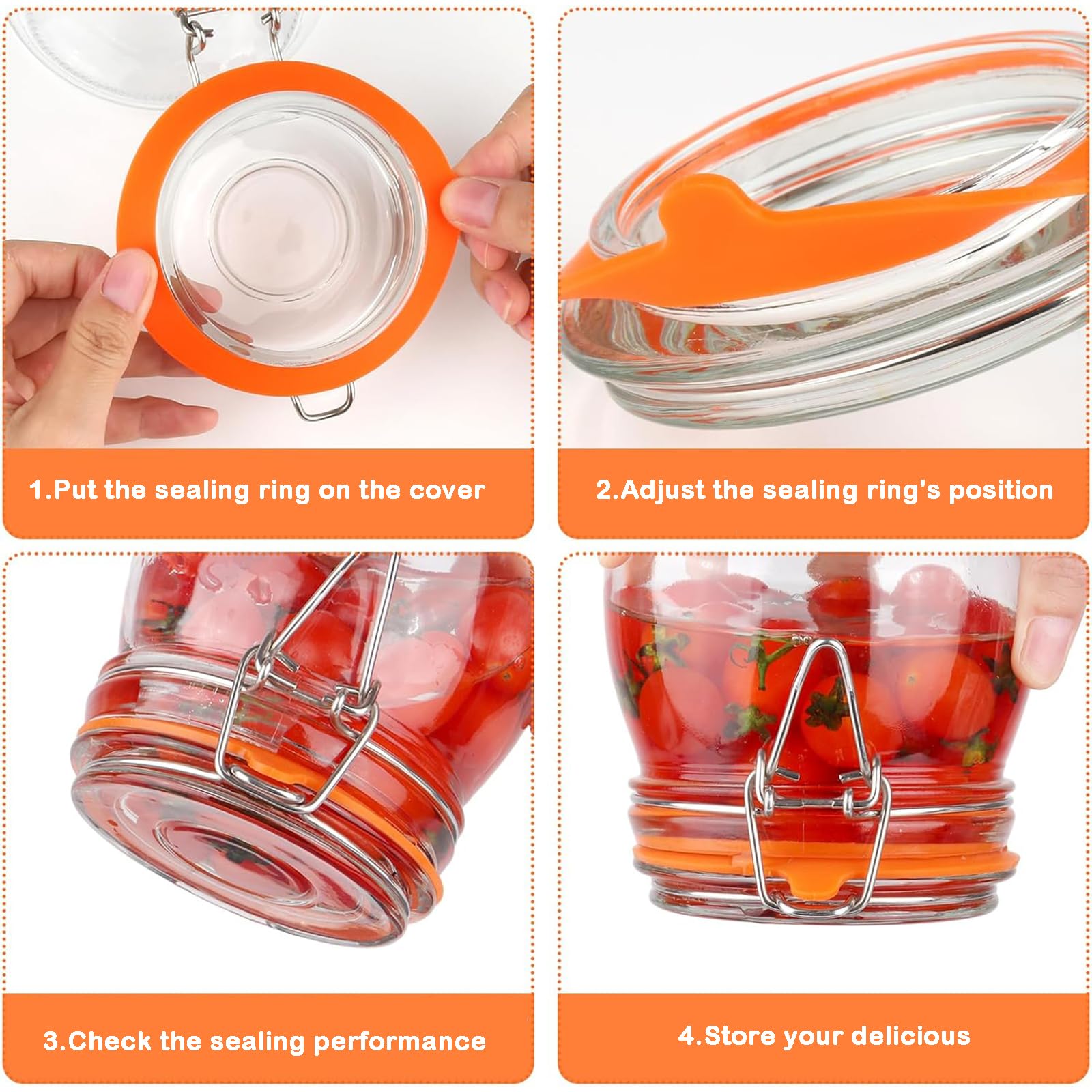 18 PCS Jar Seals,Silicone Replacement Gaskets Seals Orange Jar Seals Replacement - Image 4