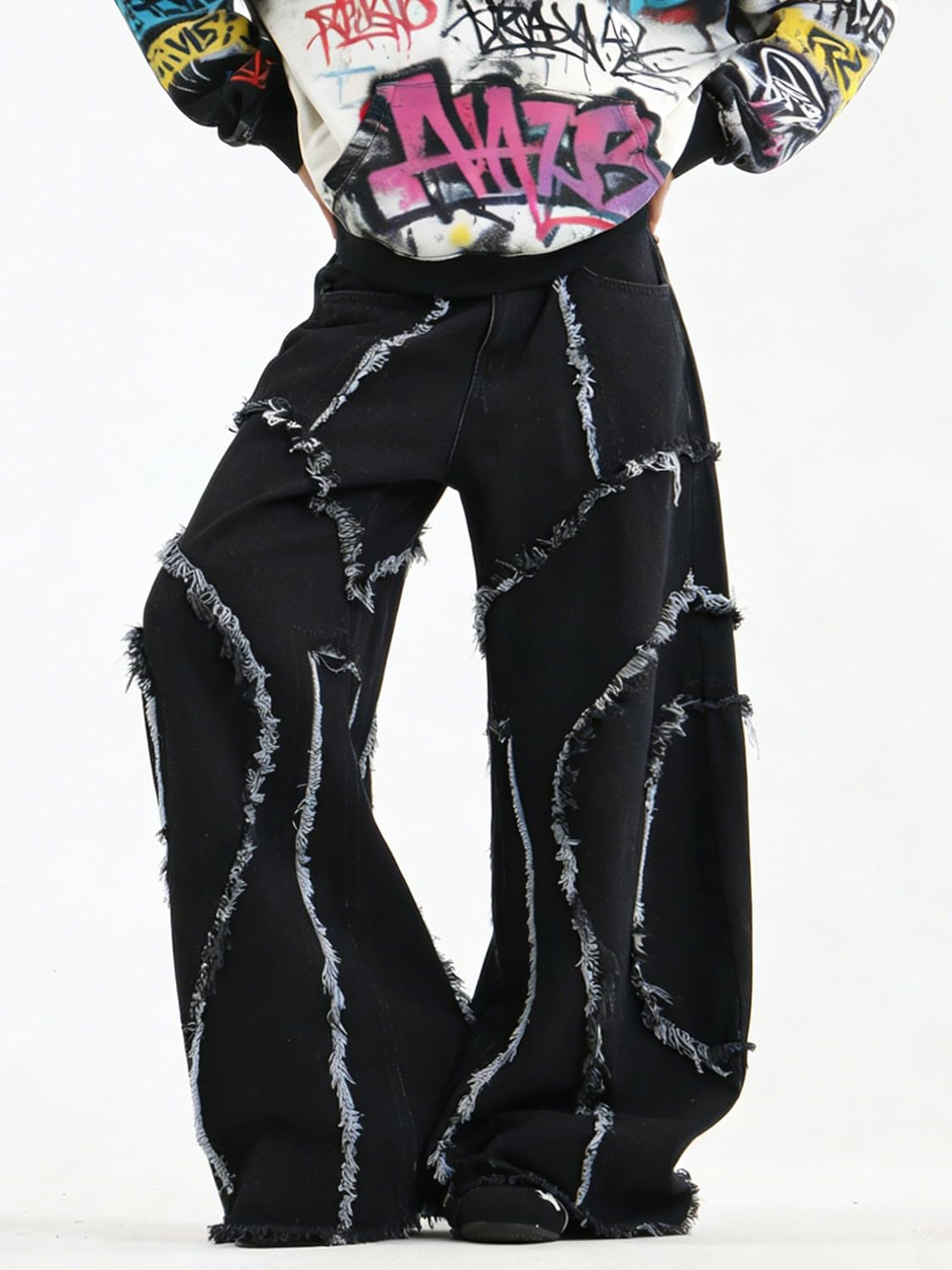 Men's Baggy Jeans Wide Leg Denim Pants Loose Fit Casual Trousers Skater Jeans for 2026