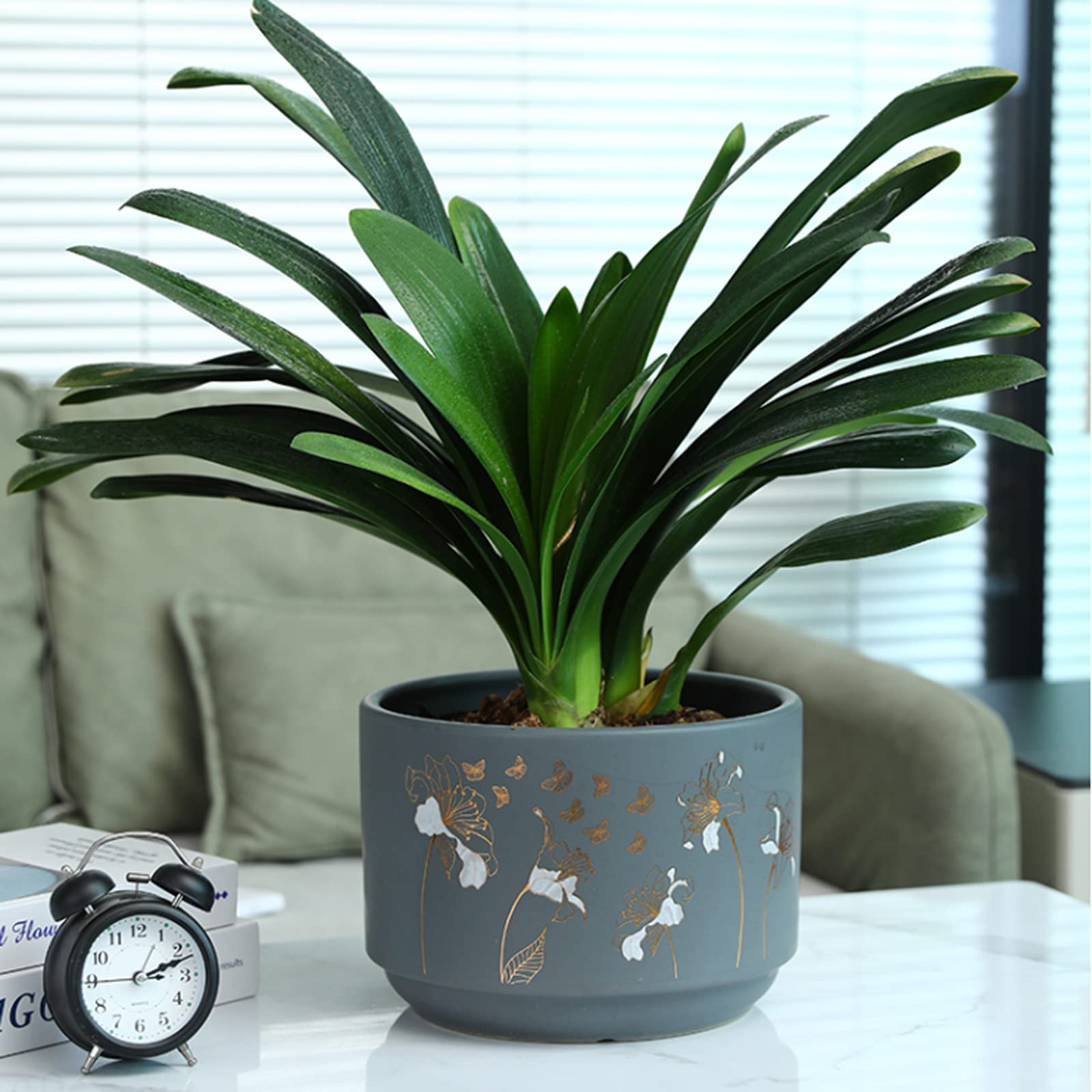Vasi da Giardino Stampa di vasi per Piante da Fiore in Ceramica, fioriere cilindriche da 7/8/9 Pollici con Fori di drenaggio per la Decorazione Moderna dell'home Office