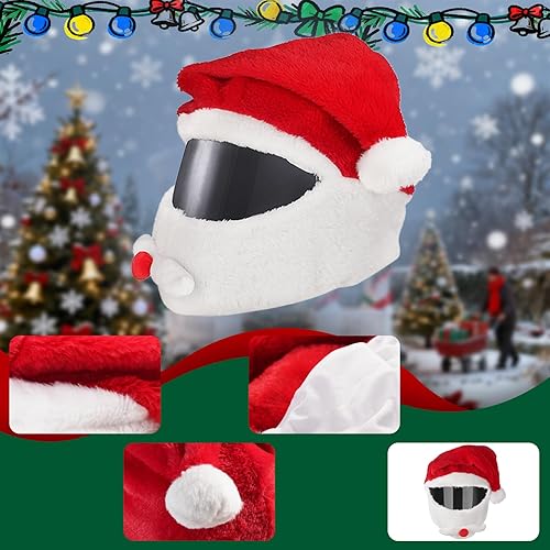 Miniatura 7 de Cubierta de casco de motocicleta de Navidad, sombrero de Santa para cubierta de casco, paseos divertidos, festivales, Navidad, invierno, cubierta de