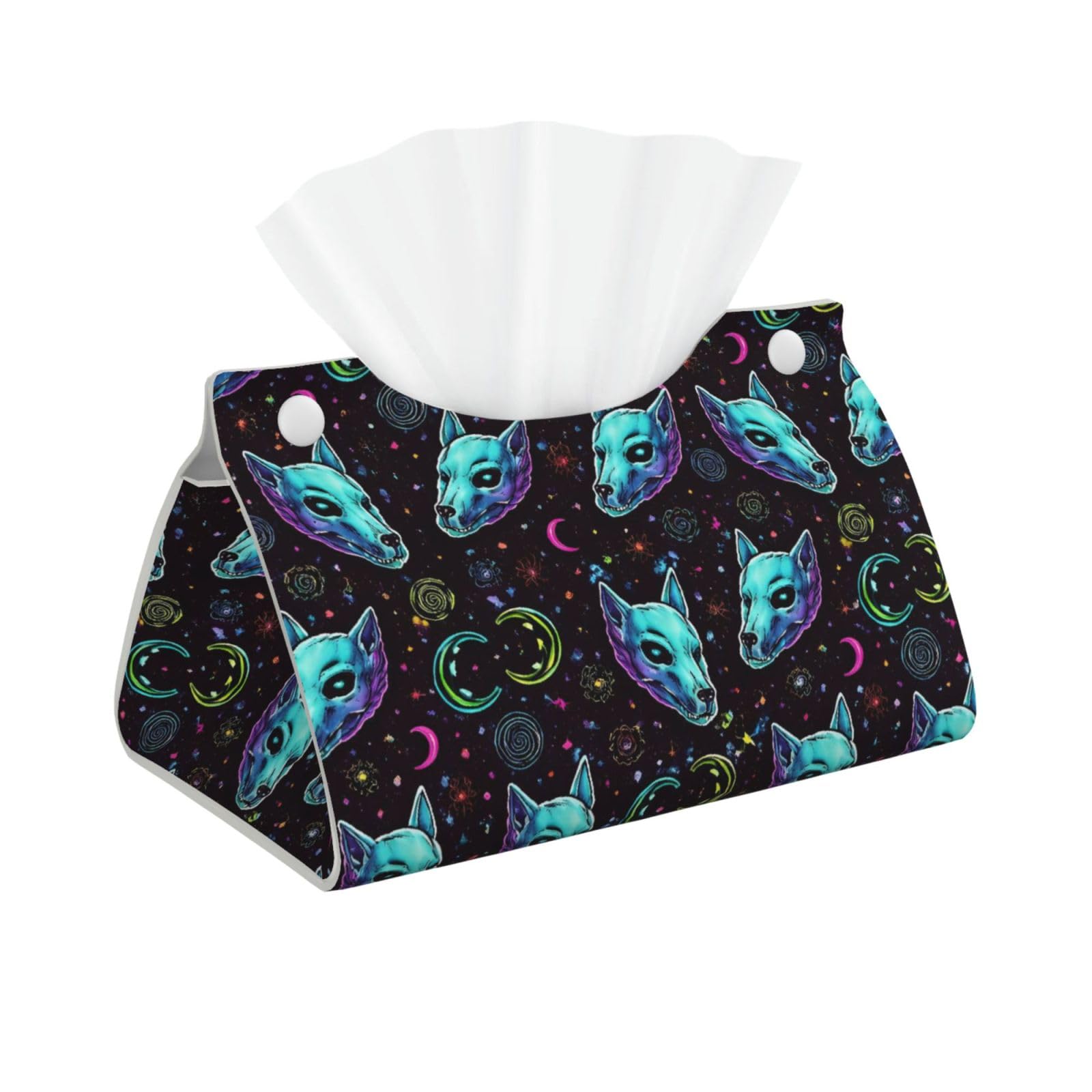 Halloween Trippy Goth Black Cat Skull Long Tissue Box Cover Holder Home Decor Aesthetic 7.87'' x 5.12'' x 0.98''