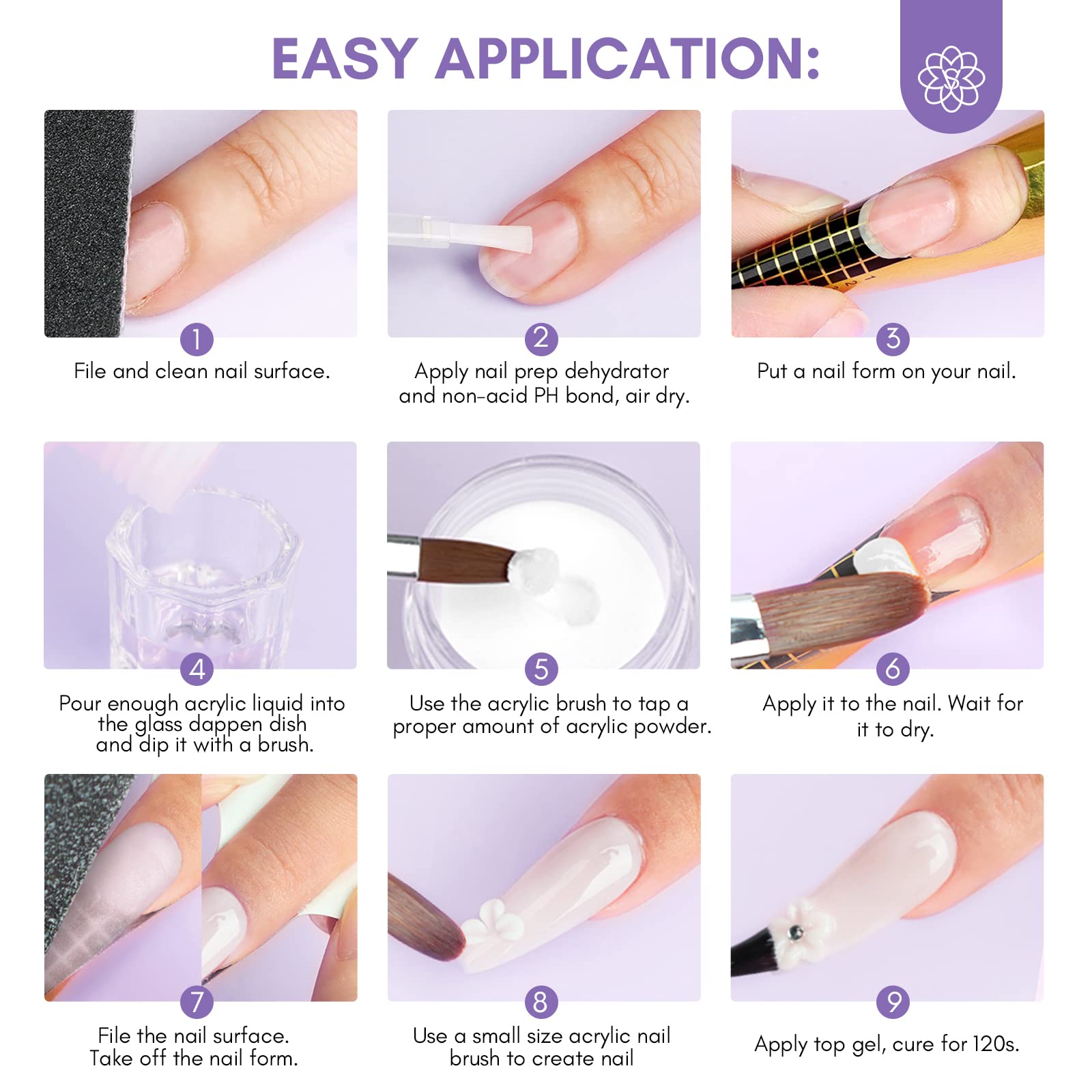 Saviland Acrylique liquide pour ongles Set: 240ml Acrylique liquide Nail Pinceau Nail Cleaner Pads pour Acrylique poudre Nails Set d'ongles en acrylique Gel pour ongles Nail art Manucure