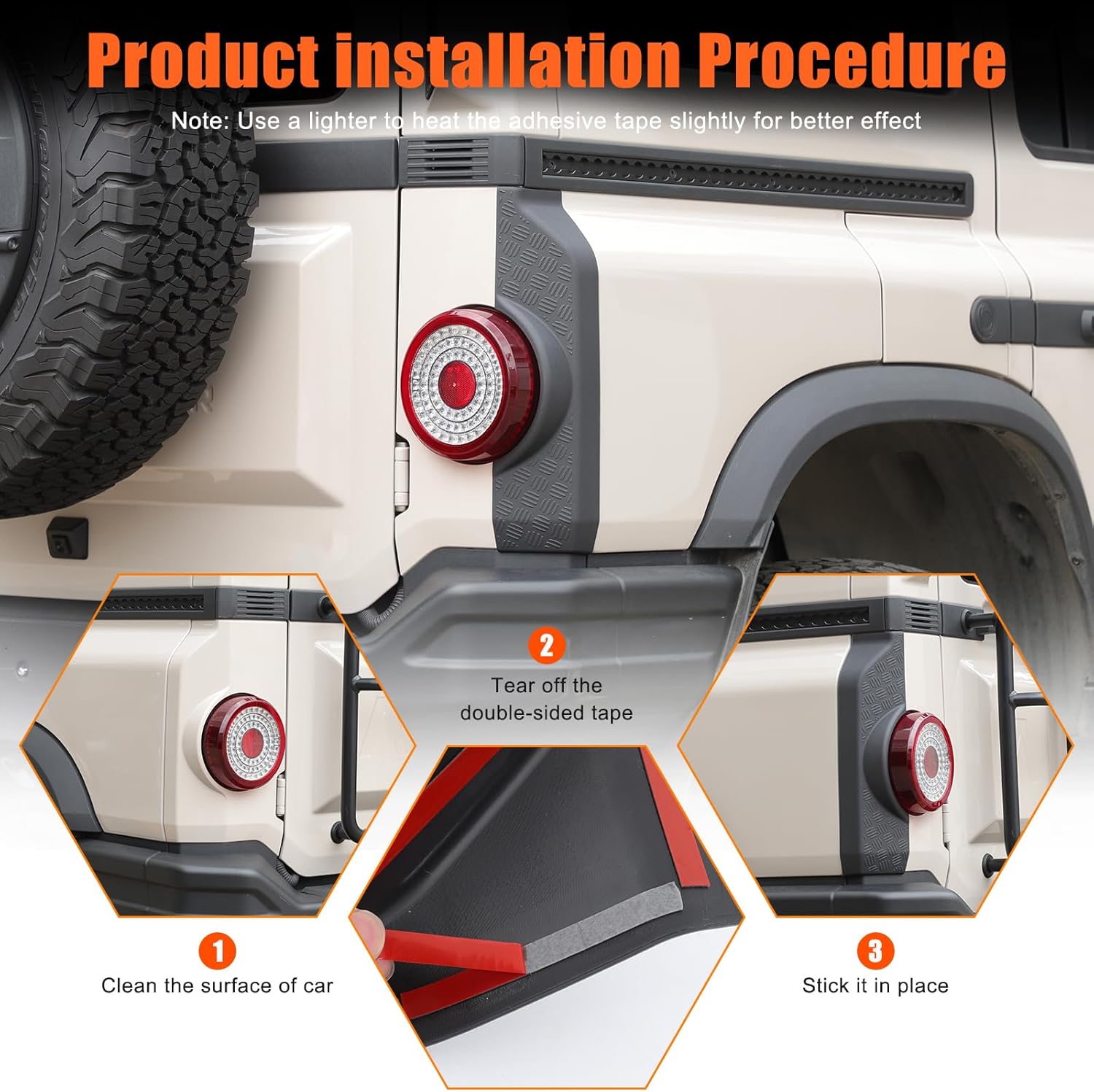 2PCS Rear Door Armor Corner Guards Compatible with INEOS Grenadier 2022-2025 Accessories, Tail Light Cover Guards Protector Rear Quarter Panel Textured Black Decoration