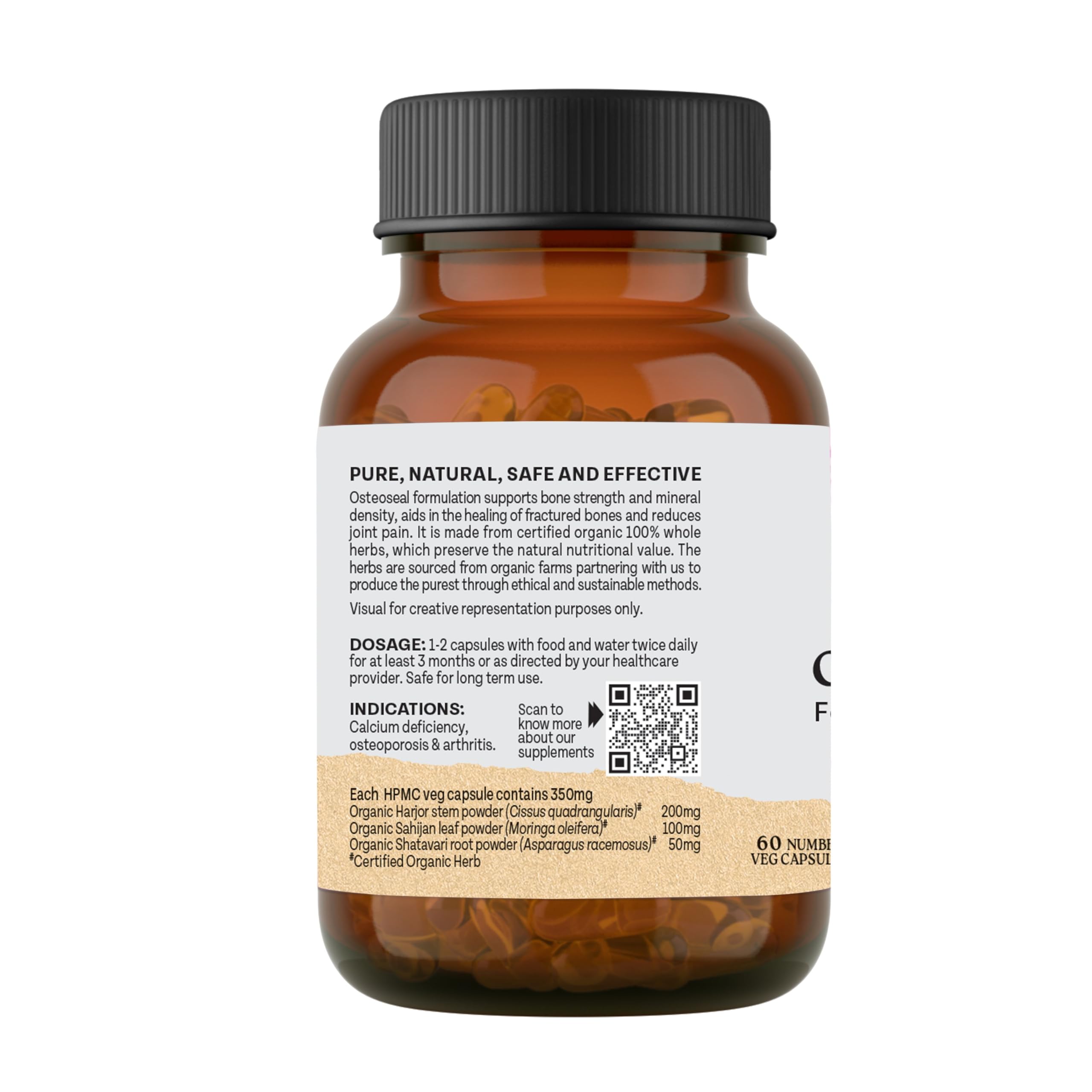 A TATA Product - Organic India Osteoseal 60 Capsule - Bio-available Calcium, Phosphorus & Amino Acids, Helps Increase Bone Mineral Density, Healthy Bone & Teeth GMP & NPOP Certified Organic product image 10