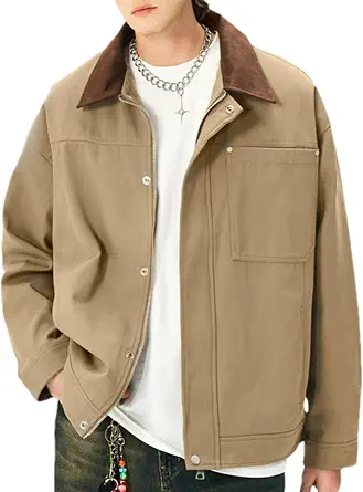 Men's Lightweight Full Zip Casual Barn Jacket with Pockets