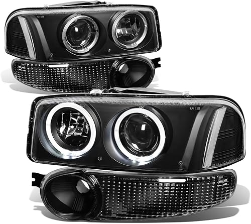 DNA MOTORING HL-HPL-GMCD004P-BK-CL1 - Faros delanteros delanteros LED de repuesto para Sierra 1500 Denali 02-06