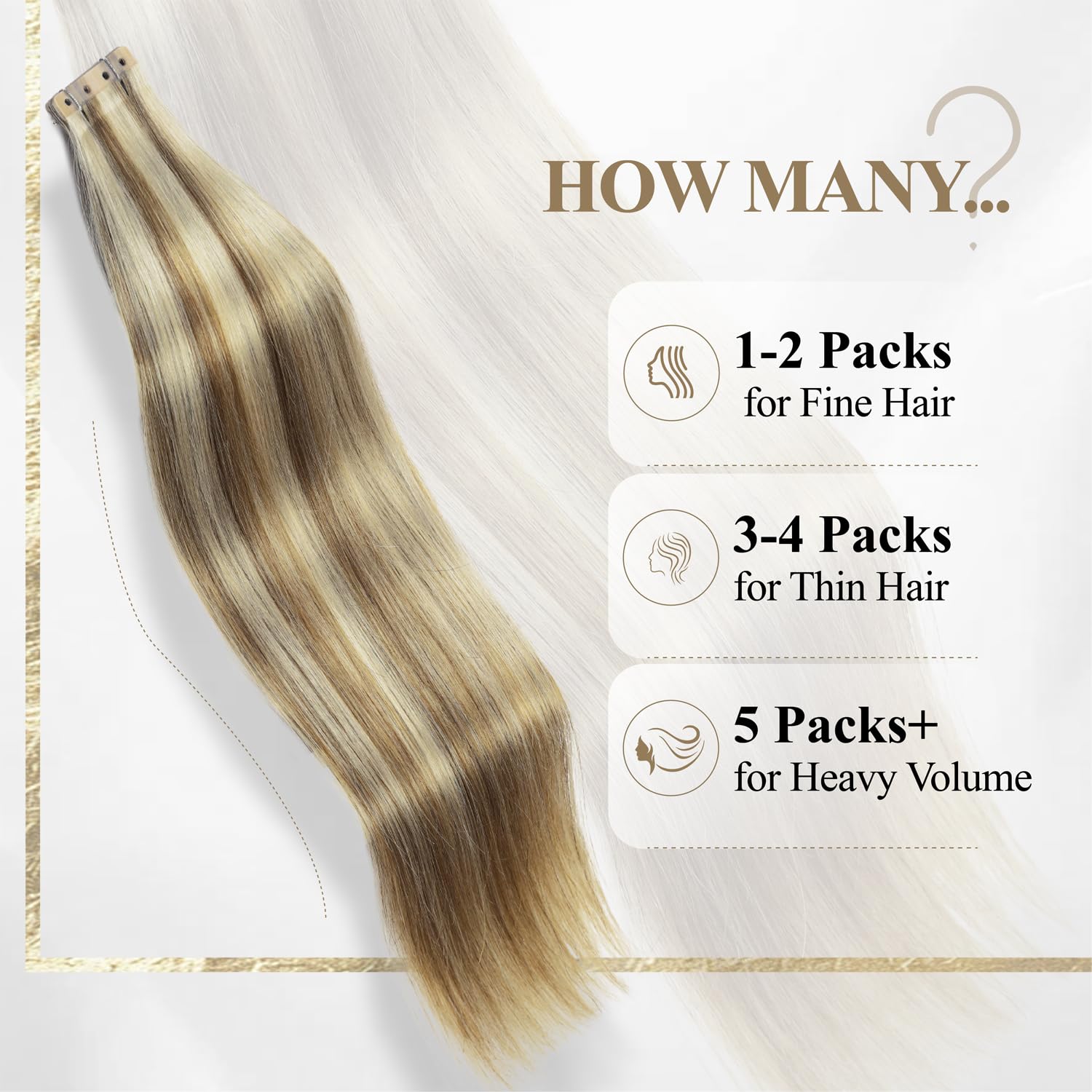 WIGER No Glue Highlighted Honey Blonde Micro Bead Hair Extensions Ombre Ash Blonde PU Insert Skin Weft Remy Human Hair Extensions Seamless Balayage Invisible Hair Extensions (50g, 20 Pcs)