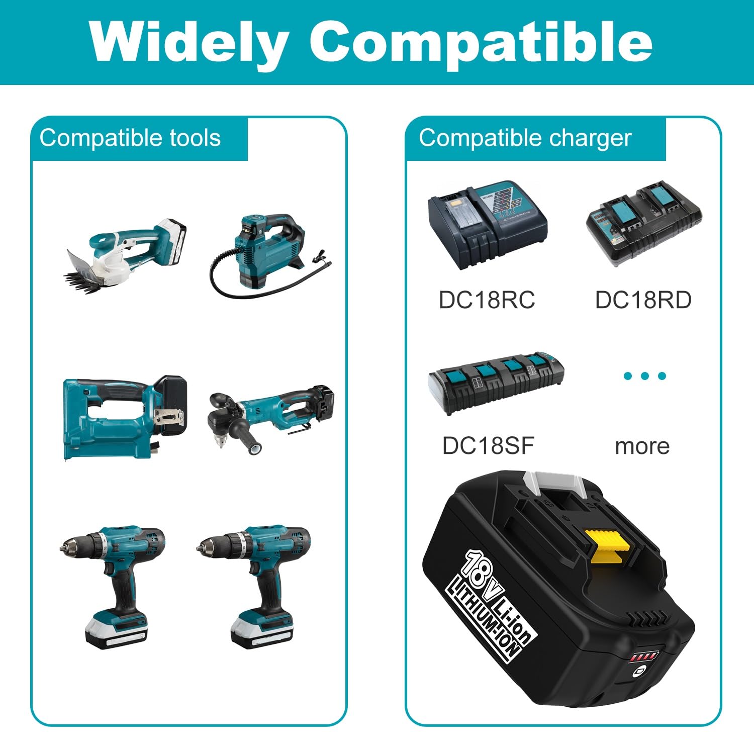 18V 5,0Ah Batería + Cargador para Makita 18V | Repuesto para cargador Makita de 18 V con batería BL1850 BL1840 BL1830 BL1820 BL1850B