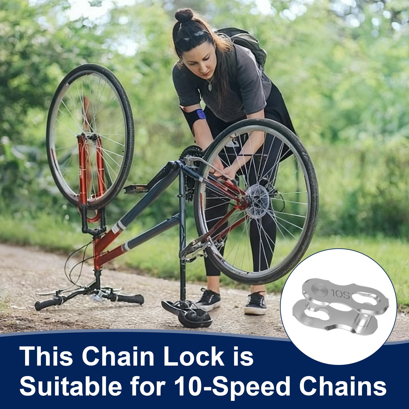 10 Paia Falsamaglia Catena Bici 10 Velocità, Maglia Rapida Catena Bici, Maglia di Collegamento Rapida Riutilizzabile per Catene da Bicicletta MTB e Bici da Corsa, Chiusura Facile Senza Attrezzi