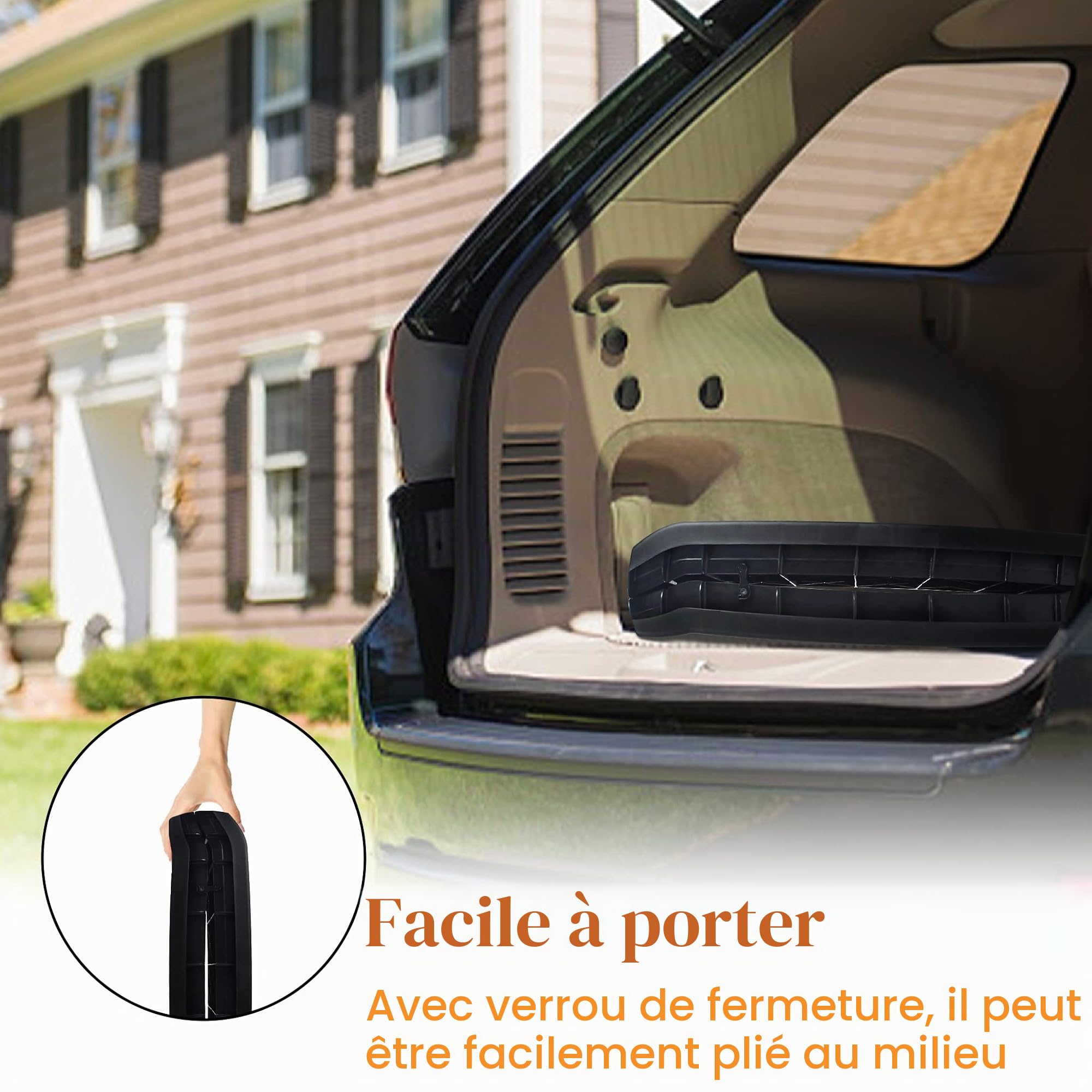 UISEBRT Rampe de coffre pliable pour chien - Rampe de coffre pour animaux de compagnie - Antidérapante et robuste - Jusqu'à 90 kg - 156 x 40 cm - Noir