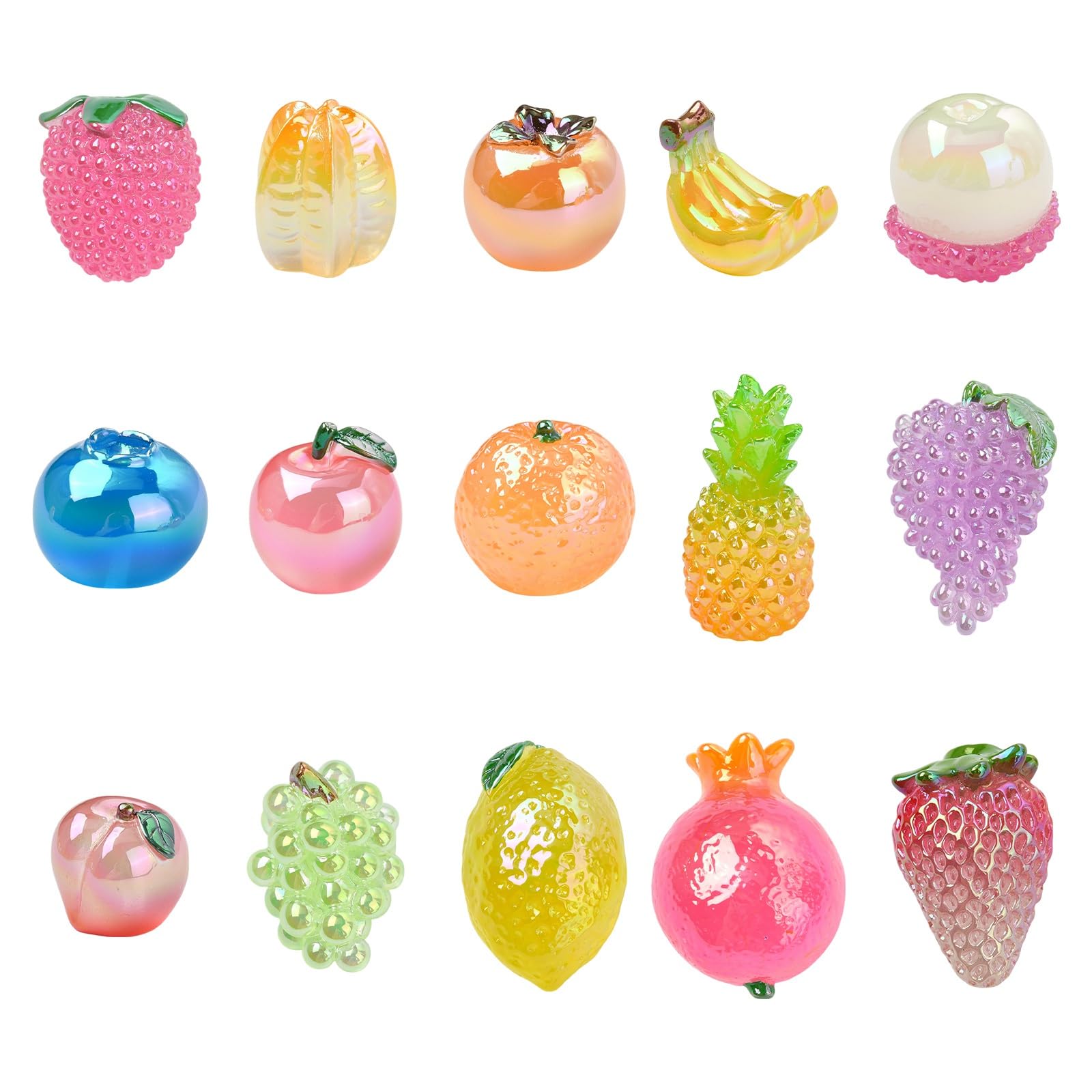 Figurines lumineuses en résine avec 15 styles de fruits miniatures