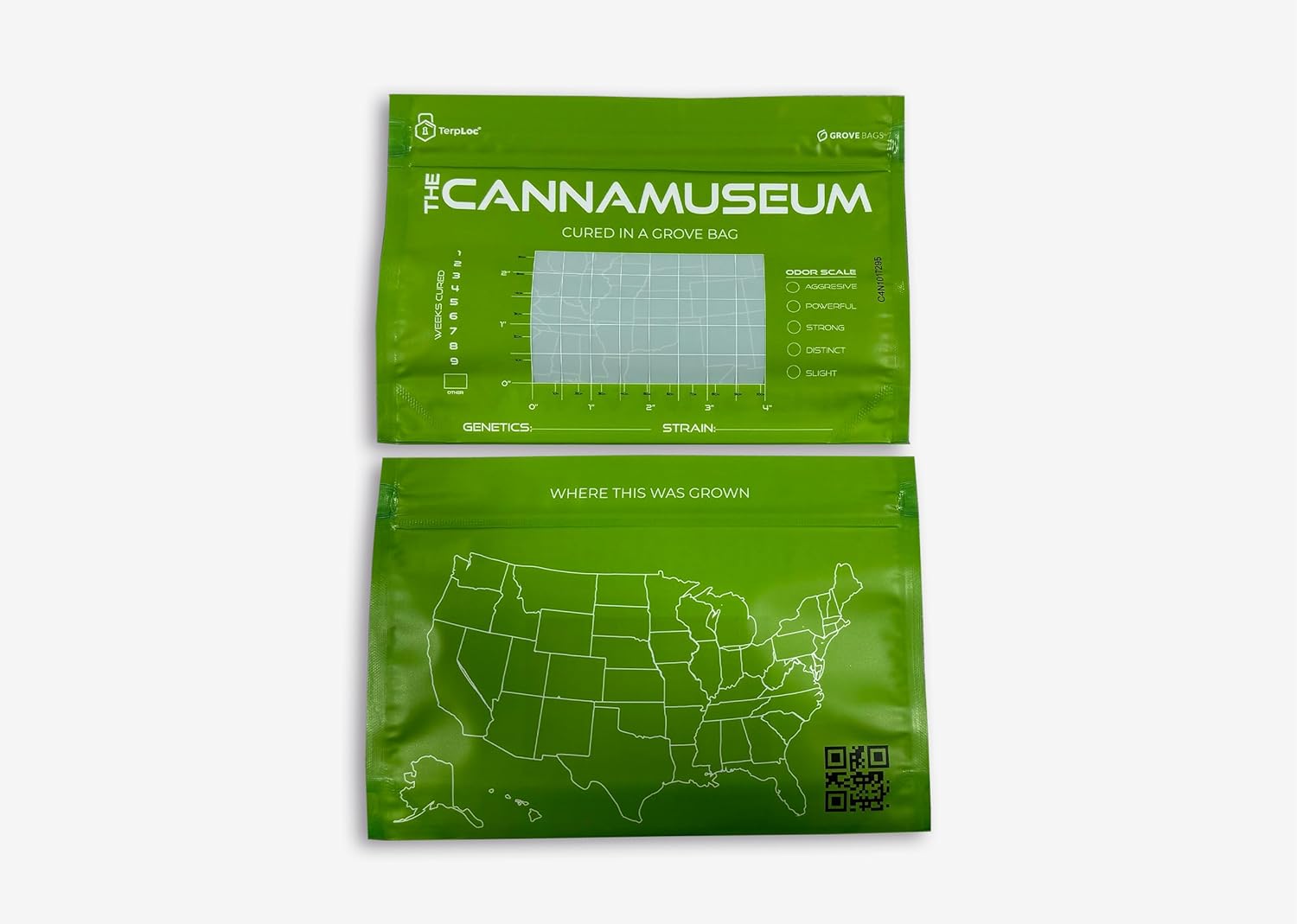 Official Grove Bags 1oz Green Cannamuseum 10-Pack - (10) 1oz Green Cannamuseum Terploc Pouches