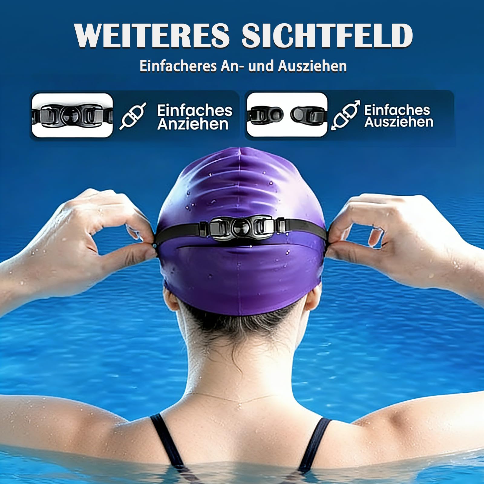 Occhialini Nuoto Uomo, Occhialini Nuoto Donna con Tappi Orecchie, Anti-UV Anti-Appannamento Occhiali Piscina Adulto, con Borsa a Rete, Regolabile Occhiali Polarizzati Nuoto, per e Surf e Adolescenti