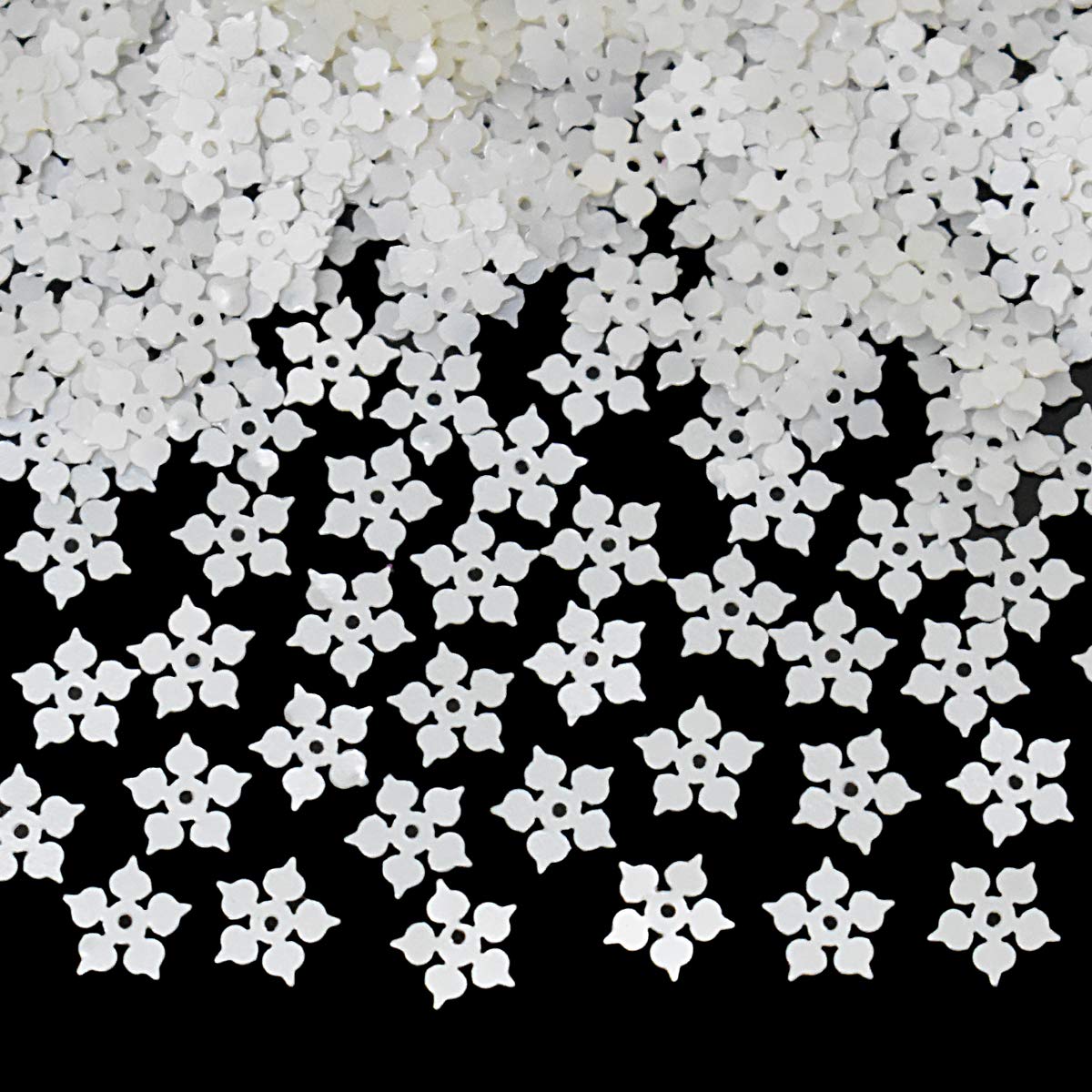 Embroiderymaterial Flower Shape Sequins Sitara for Craft and Embroidery 50gm (Off White, 8MM)