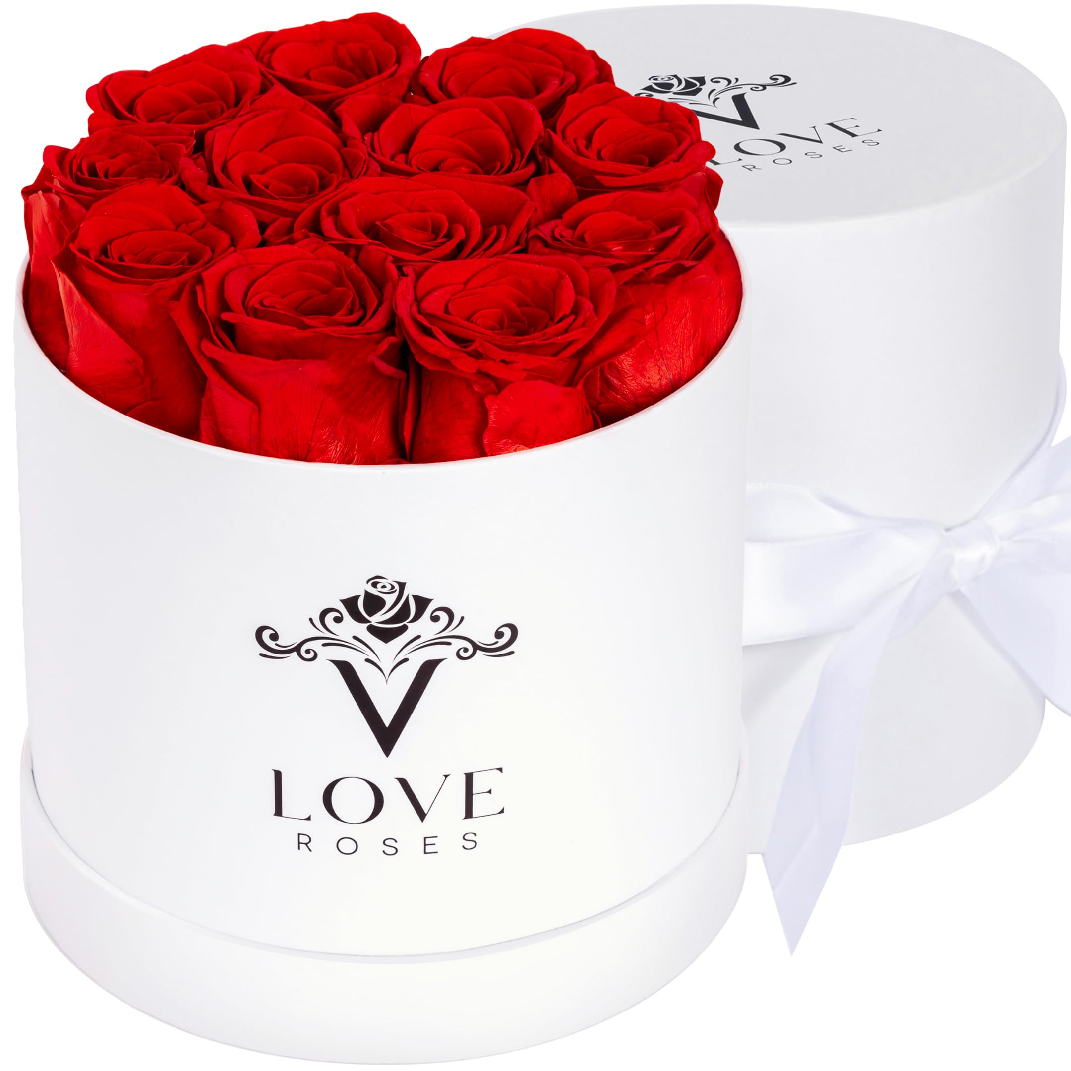 VLove® Forever Roses in a Box | Real Roses Forever Flowers Box | Naturally Preserved Flowers | Preserved Rose Box | Eternal Rose That Last A Year | Eternal Rose Gifts for Valentine's Day (12 Red)