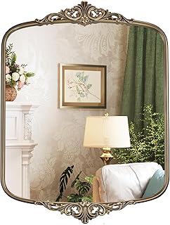 Vintage Gold Oval Mirror, 22x30 Inch Antique Bathroom Oval Mirrors for O...