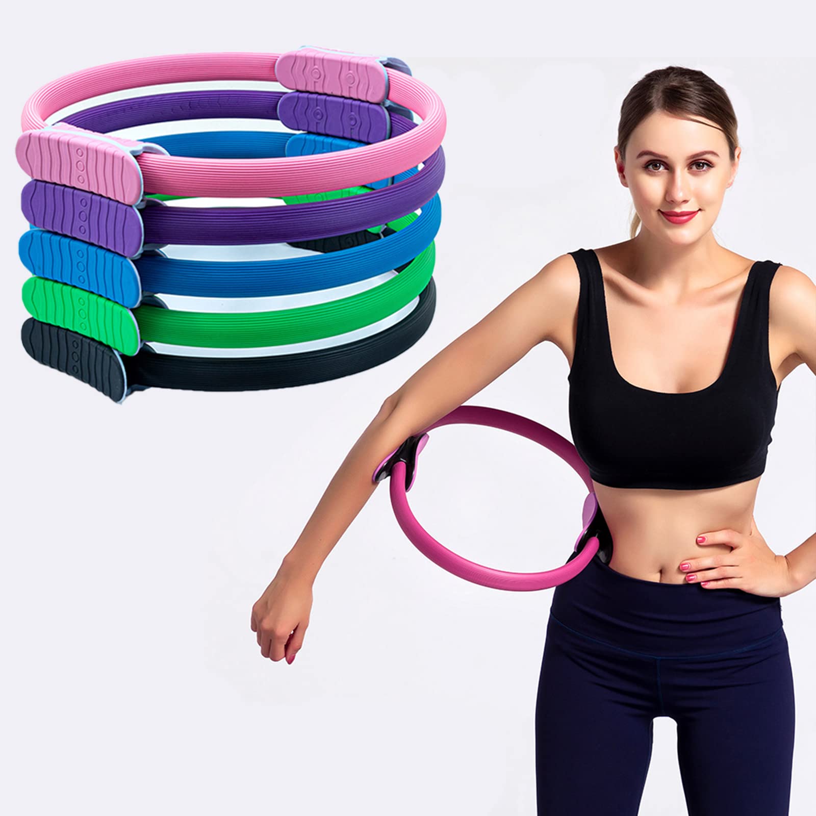 ZIOYCKL Pilate Ring Circle,Fitness Ring Magic Circle,15" Magic Fitness Circle, Lightweight&Durable Foam Pads for Inner Thigh Workout,Toning Arms, Thighs/Legs&Core Fitness,Pilates Thigh Master