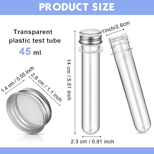 Miniatura 2 de 120 tubos de ensayo de plástico PET transparente de 15fl oz tubos de sal de baño transparentes tapa de aluminio cilíndrico viales de plástico para