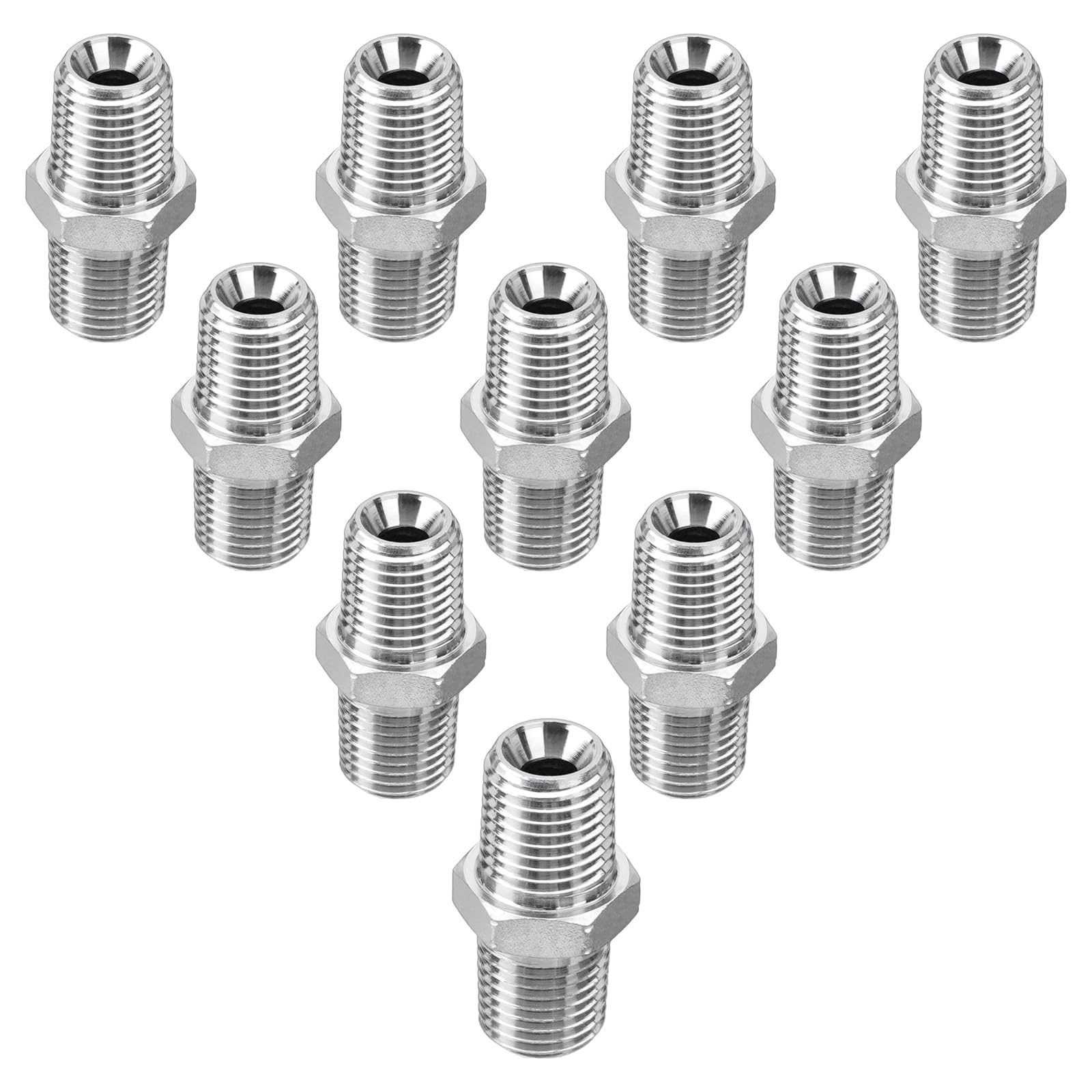 10 Pack Hydraulic Adapter Fitting: 1/4" NPTF Male x 1/4" NPTF Male